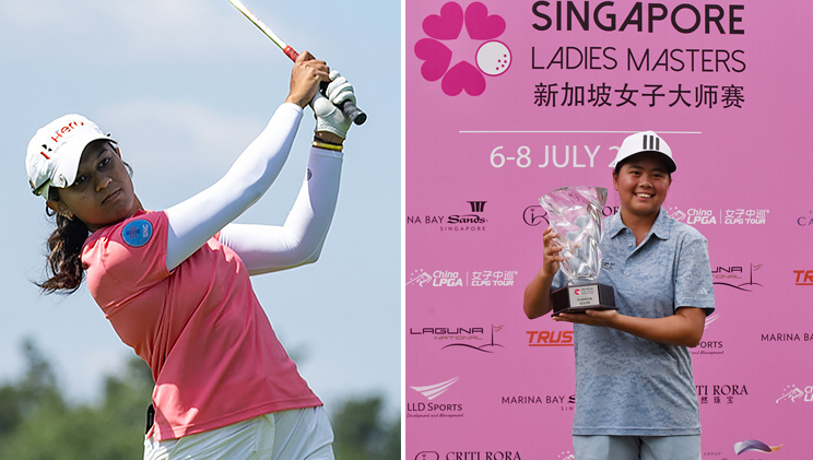 Pranavi Urs in action and Shannon Tan, winner of the inaugural Trust Singapore Ladies Masters at tthe Laguna National