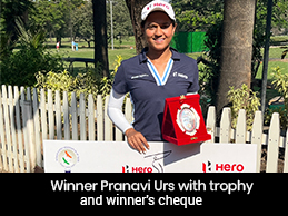Winner Pranavi Urs with trophy and winner's cheque